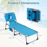 Tangkula Outdoor Beach Chaise Lounge, Folding Lounge Chair with 5-Position Backrest