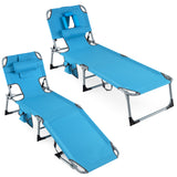 Beach Chaise Lounge Chair with Hole for Face,  for Outdoor Backyard Poolside