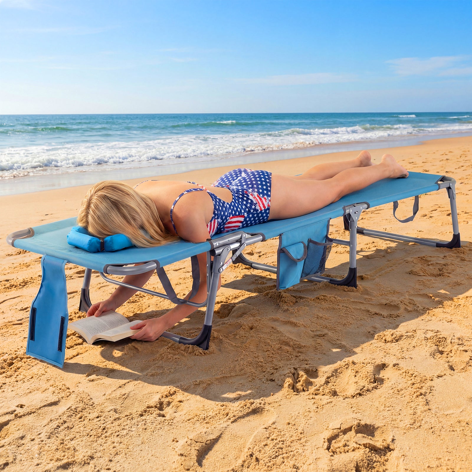 Tangkula Outdoor Beach Chaise Lounge, Folding Lounge Chair with 5-Position Backrest