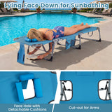 Tangkula Outdoor Beach Chaise Lounge, Folding Lounge Chair with 5-Position Backrest