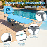 Tangkula Outdoor Beach Chaise Lounge, Folding Lounge Chair with 5-Position Backrest