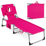 Beach Chaise Lounge Chair with Hole for Face,  for Outdoor Backyard Poolside