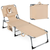 Beach Chaise Lounge Chair with Hole for Face,  for Outdoor Backyard Poolside