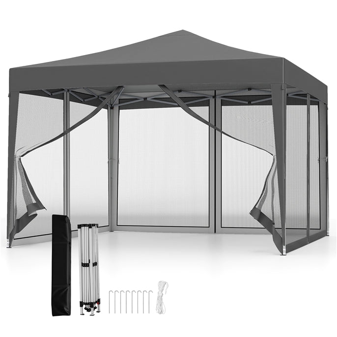 10x10 ft Pop-Up Canopy Tent w/ Netting, Outdoor Canopy Tent with Carry Bag