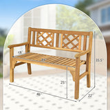 Tangkula Foldable Garden Acacia Wood Bench, Folding Patio Bench