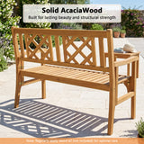 Tangkula Foldable Garden Acacia Wood Bench, Folding Patio Bench