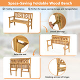 Tangkula Foldable Garden Acacia Wood Bench, Folding Patio Bench
