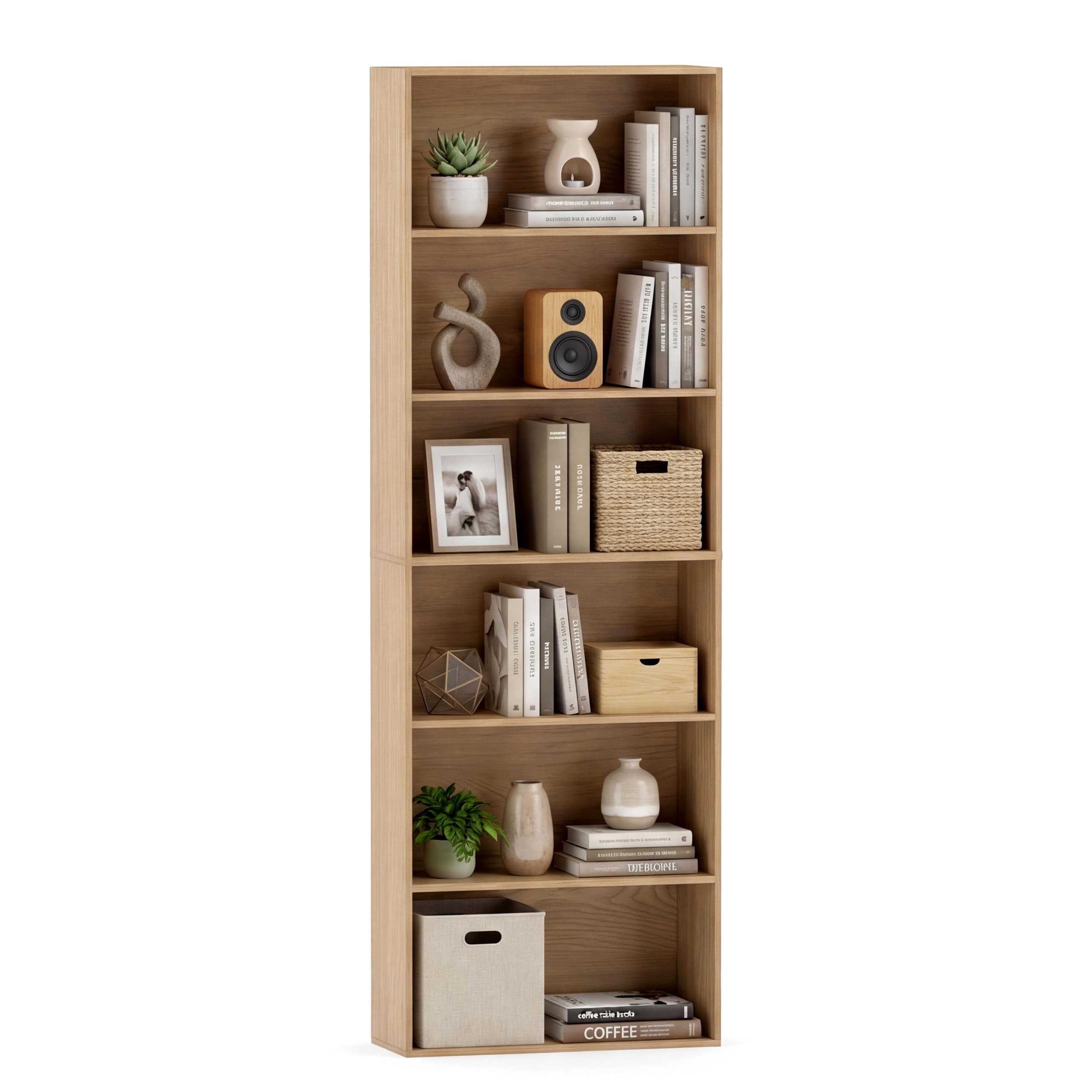 Tangkula 6-Tier Bookcase, 70” Tall Freestanding Bookshelf with 6 Open Shelves