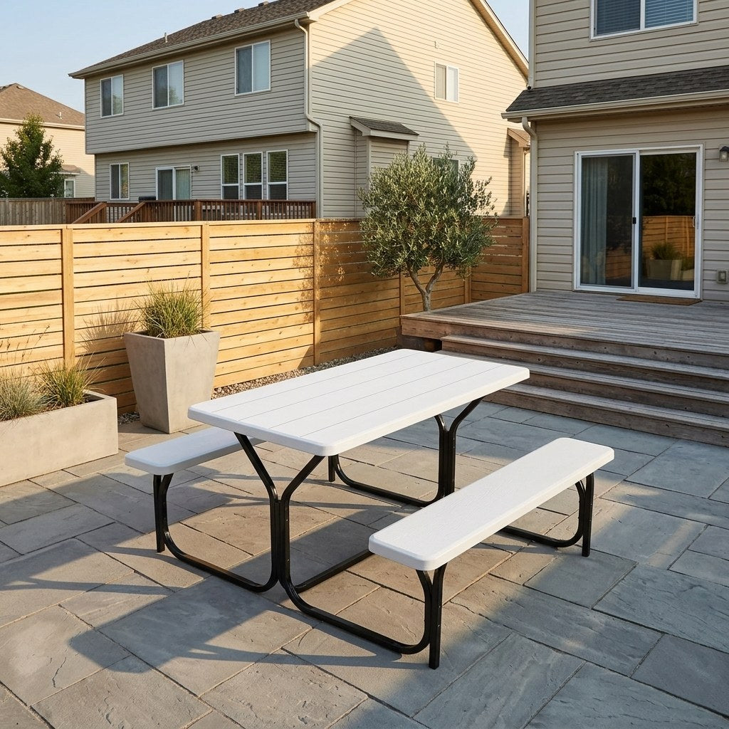 Tangkula Picnic Table Bench Set, Outdoor Picnic Table with 2 Benches