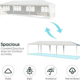 Tangkula 10'x30' Outdoor Canopy Tent Heavy Duty Party Wedding Event Tent Sturdy Steel Frame with 5 Removable Sidewalls Waterproof
