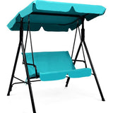 Tangkula 2-Person Patio Swing, Outdoor Yard Swing with Canopy & Cushion, Weather Resistant Steel Lounge Swing Chair