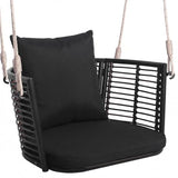 Tangkula Outdoor Metal Porch Swing | Single Person Hanging Seat w/Woven Rattan Backrest (1/2)