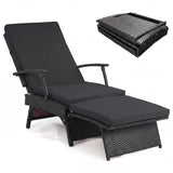 Tangkula Folding Wicker Chaise Lounge with 11-Level Adjustable Backrest to Flat (1/2)