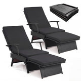 Tangkula Folding Wicker Chaise Lounge with 11-Level Adjustable Backrest to Flat (1/2)