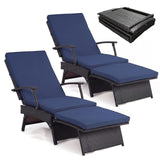 Tangkula Folding Wicker Chaise Lounge with 11-Level Adjustable Backrest to Flat (1/2)
