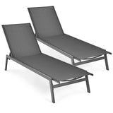 Tangkula Outdoor Chaise Lounge Chair, 6-Position Adjustable Reclining Chair