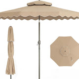 Tangkula 10.5 FT Scalloped Patio Umbrella with Tilt Adjustment & Crank