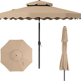 Tangkula 9.5 FT Scalloped Patio Umbrella with Tilt Adjustment & Crank