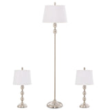 Tangkula 3-Piece Lamp Set, Floor Lamp and Table Lamp Combo Set with Metal Base and Fabric Shades