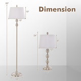 Tangkula 3-Piece Lamp Set, Floor Lamp and Table Lamp Combo Set with Metal Base and Fabric Shades