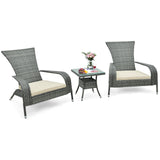 Tangkula 3-Piece Wicker Adirondack Set, Ergonomic Oversized Rattan Chairs