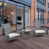 Tangkula 3-Piece Wicker Adirondack Set, Ergonomic Oversized Rattan Chairs