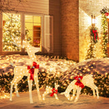 Tangkula 3 Pieces Lighted Christmas Reindeer Family Set