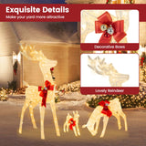 Tangkula 3 Pieces Lighted Christmas Reindeer Family Set