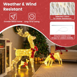 Tangkula 3 Pieces Lighted Christmas Reindeer Family Set