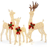 Tangkula 3 Pieces Lighted Christmas Reindeer Family