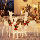 Tangkula 3 Pieces Lighted Christmas Reindeer Family