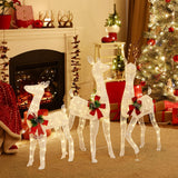 Tangkula 3 Pieces Lighted Christmas Reindeer Family