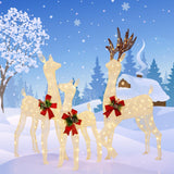 Tangkula 3 Pieces Lighted Christmas Reindeer Family