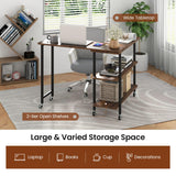 Tangkula 360°Rotating Sofa Side Table, Mobile End Table with 2-Tier Storage Shelves