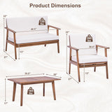 Tangkula 4 Piece Outdoor Conversation Set, Acacia Wood Sofa Set with Soft Seat & Back Cushions