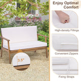 Tangkula 4 Piece Outdoor Conversation Set, Acacia Wood Sofa Set with Soft Seat & Back Cushions
