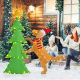 Tangkula 4.5 FT Lighted Dachshund Dog Climbing Christmas Tree Decoration