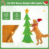 Tangkula 4.5 FT Lighted Dachshund Dog Climbing Christmas Tree Decoration