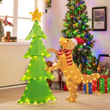 Tangkula 4.5 FT Lighted Dachshund Dog Climbing Christmas Tree Decoration