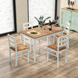 Tangkula 5-Piece Dining Table Set for 4, Farmhouse Solid Wood Dinette Set w/Rubber Wood Legs