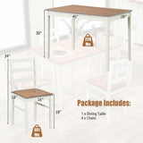 Tangkula 5-Piece Dining Table Set for 4, Farmhouse Solid Wood Dinette Set w/Rubber Wood Legs