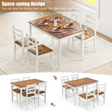 Tangkula 5-Piece Dining Table Set for 4, Farmhouse Solid Wood Dinette Set w/Rubber Wood Legs