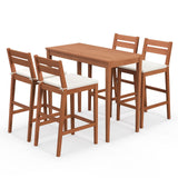 Tangkula 5 Pieces Patio Eucalyptus Wood Bar Set