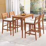 Tangkula 5 Pieces Patio Eucalyptus Wood Bar Set