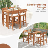 Tangkula 5 Pieces Patio Eucalyptus Wood Bar Set