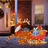 Tangkula 5.6 FT Lighted Christmas Reindeer with Sleigh Decoration