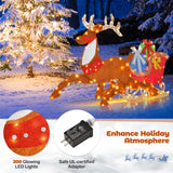 Tangkula 5.6 FT Lighted Christmas Reindeer with Sleigh Decoration