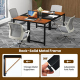 Tangkula 63” x 24” Conference Table, Meeting Table with Metal Frame & Adjustable Foot Pads