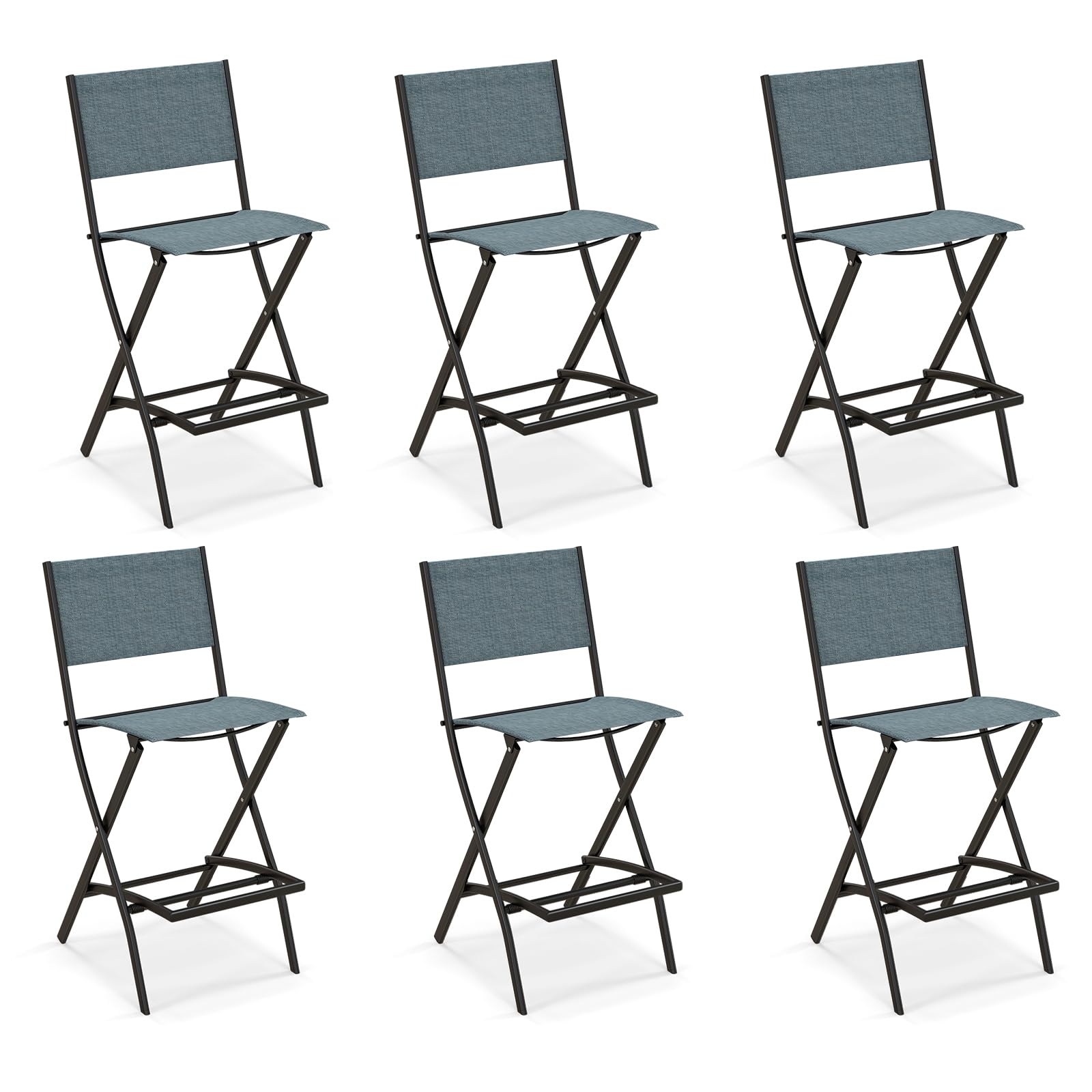 Counter Height Folding Bar Chairs with Back and Footrest - Tangkula