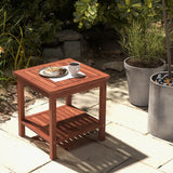 Tangkula Patio Side Table, Double-Tier Acacia Wood End Table